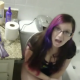 A weird transvestite guy video records his female friend as she supposedly takes a shit all day long.